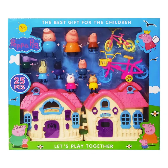 Peppa Playset Casita Con Muebles Accesorios Peppa Y Amigos!!