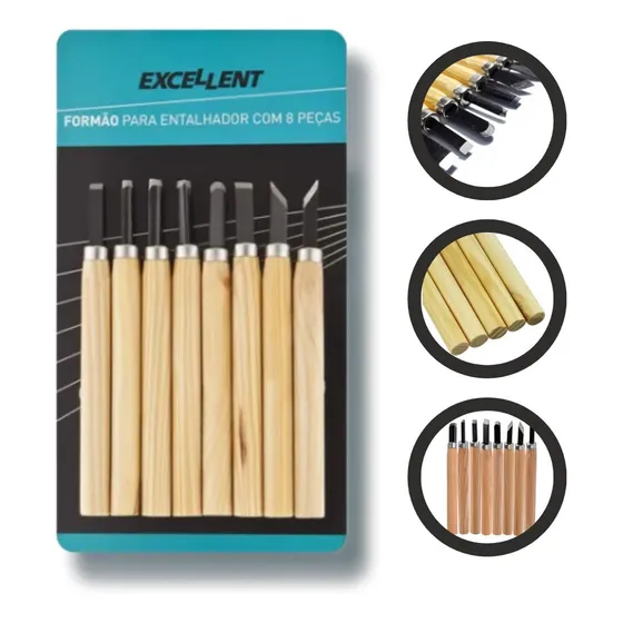 Kit Formão Goiva Entalhe Esculpir Xilogravura P/ Madeira 8pç
