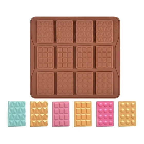 Molde Silicona X12 Chocolatin Mini Tableta Clasica Choco Hdr Color Rosa