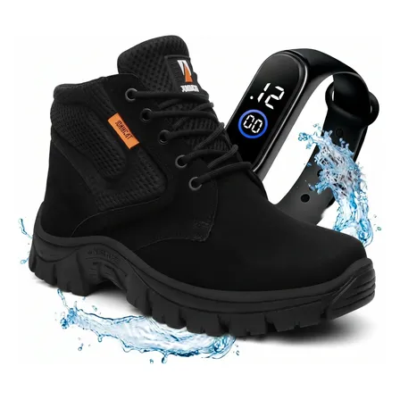Kit Bota Masculina Coturno Adventure Trabalho Relógio Brinde
