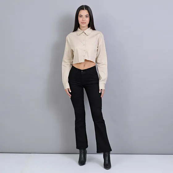 Pantalon Zaira Jeans Oxford De Mujer Tiro Medio Elastizados
