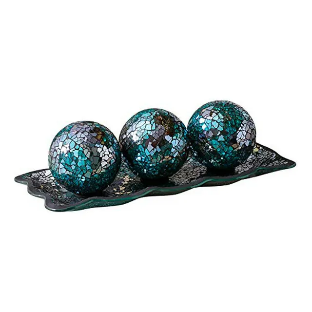 Kmwares 3 Esferas Decorativas En Vidrio Mosaico - Turquesa