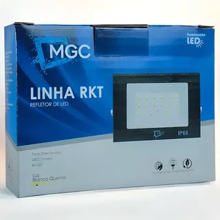 Kit 3 Refletor Led 30w Mgc Ip66 Bivolt Luz Quente 3000k 127v/220v Preto Branco-quente