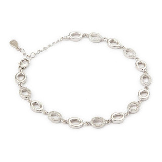 Pulsera Esclava Ovalos Con Zirconia Aaa 20cm Plata .925 Pulsera Esclava Ovalos Con Zirconia Aaa 20cm Plata .925