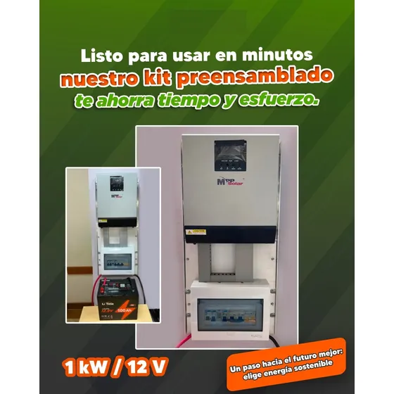 Kit Inversor Solar 1 Kw Batería De Litio 12 Voltios 100 Ah
