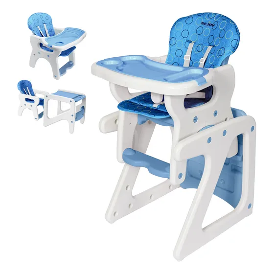 Sejoy GY01 Silla De Comer Para Bebé Con Bandeja De Comedor Removible 2 En 1 Color Azul