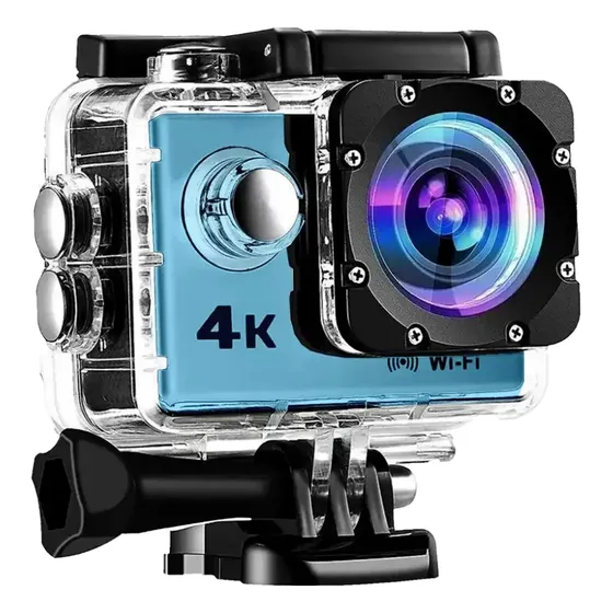 Cámara De Acción 4k Azul Para Deporte Acuático Y Accesorios