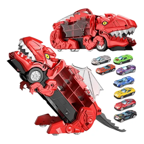Juguete Carro Camión Dinosaurio + 2 Carros  Para Niños