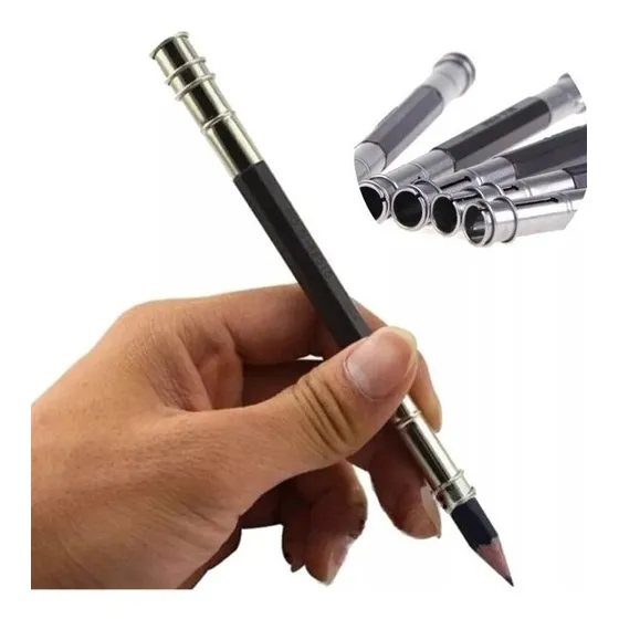 3 Extensor Lápis Prolongador Ponta Dupla Alongador Grafite