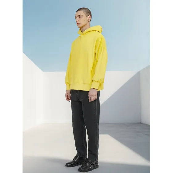 Hoodie Amarillo Crop Friza Algodón Luxo