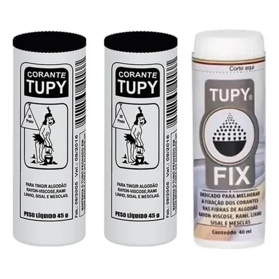 Corante Tecido Tingir Roupa Cores Kit C/ 2un + Fixador Tupy