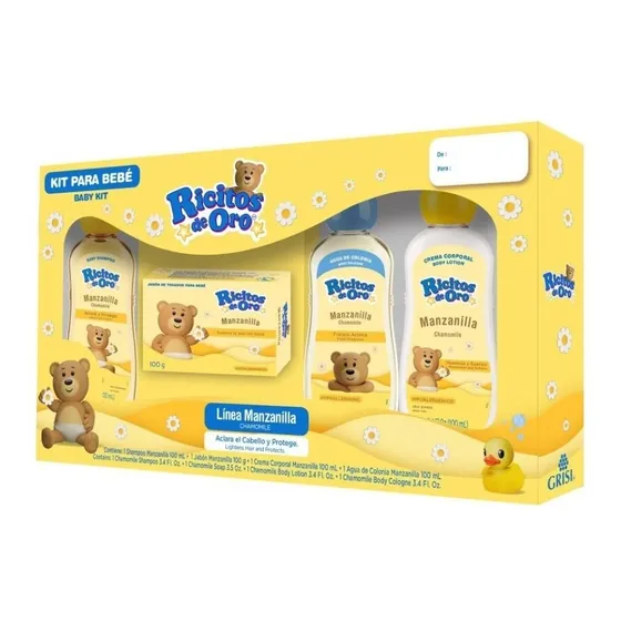 Ricitos De Oro Kit De Viaje, Manzanilla Paquete Con 4 Pzas Color Amarillo