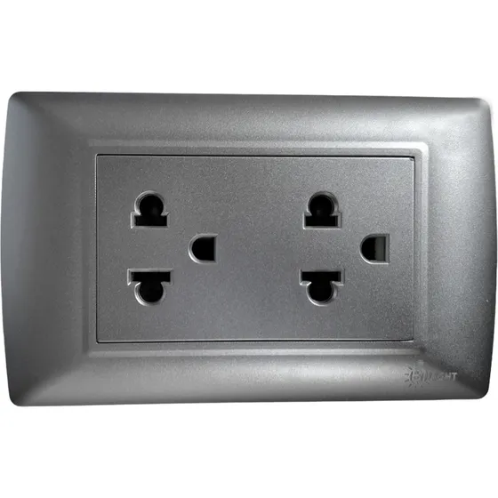 Tomacorriente Doble Americano Plateado X 3 Unidades