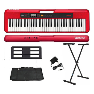 Kit Teclado Musical Casiotone Ct-s200 61 Teclas Vermelho + Vermelho Kit Teclado Musical Casiotone Ct-s200 61 Teclas Vermelho + Vermelho