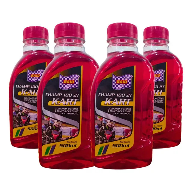 4 Oleo 2t Raid Champ 100 2t Kart Sintetico 500ml Competição.