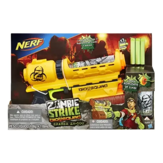 Nerf Zombie Strike Biosquad Com 3 Dardos - 1 Refil - Hasbro Cor Laranja