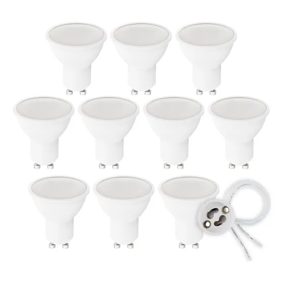 Pack X 10 Foco Lampara Dicroica Luz Led 7w Eco + Zocalo Gu10