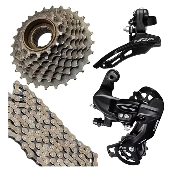 Kit Câmbio Shimano Tourney Catraca Rosca 8v Corrente Index