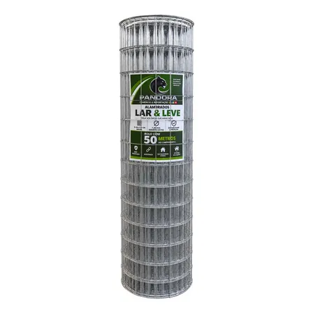 Tela Soldada Galvanizada Malha 5x10 Fio 1,60 Mm - 50m X 1,50 Cinza