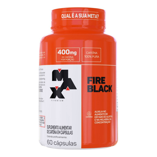 Pote Termogênico Fire Black 60 Cáps Max Titanium Sem Sabor Pote Termogênico Fire Black 60 Cáps Max Titanium Sem Sabor
