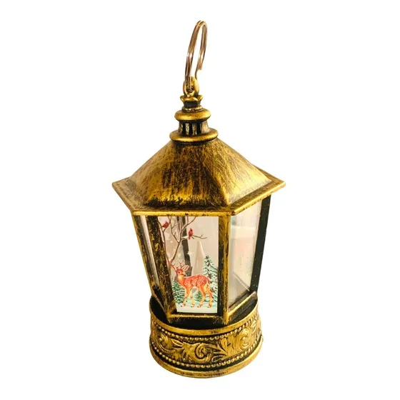 Farol Navideño Con Luz Realista Vela Navidad Mod A