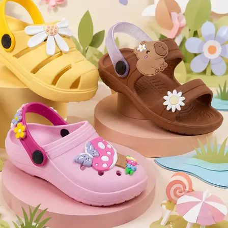 Kit 3 Babuche Infantil Menina Papete Verão Confortável Macia Amarelo 25/26