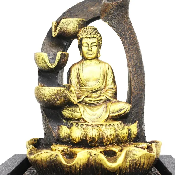 Lorben Fonte Decorativa Agua Grande Cascata Feng Shui Buda Luz Led Cor Multicor 127/220V
