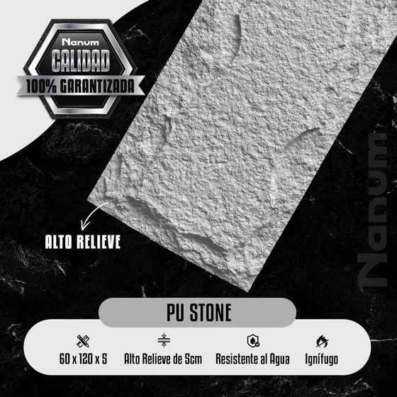 Wall Panel Pu Stone Revestimiento Pared Piedra 120x60, Nanum