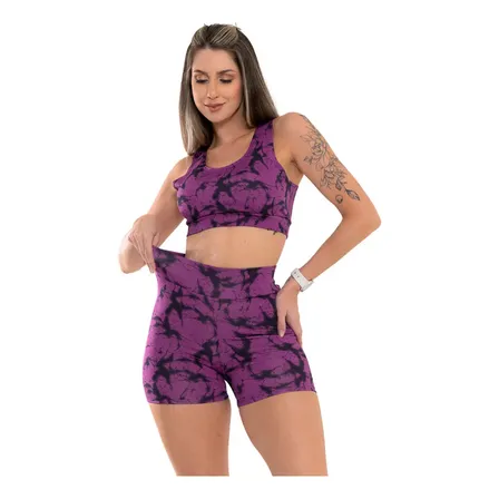 Conjunto Cross Fit Shortinho E Top Degradê Academia Yoga