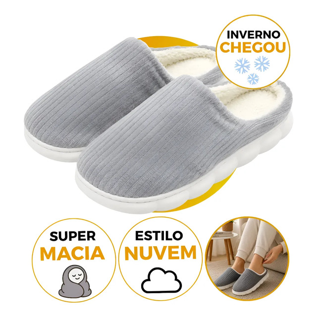 Pantufa Chinelo Nuvem Inverno Antiderrapante Confortável