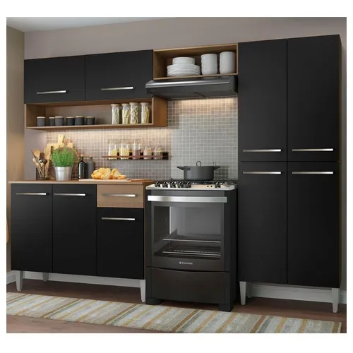 02yvm　黒　38サイズ Armário de Cozinha Compacta 200cm Rustic/Preto Lux Madesa 01