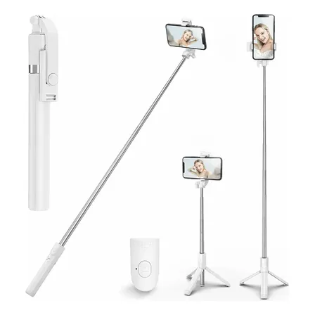 Tripé / Bastão Para Celular Portátil Até 1,70 M Com Controle Branco