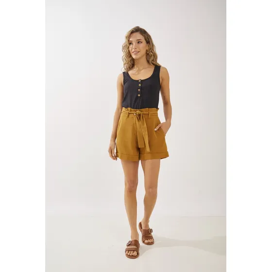 Short De Lino Con Lazo Rimmel