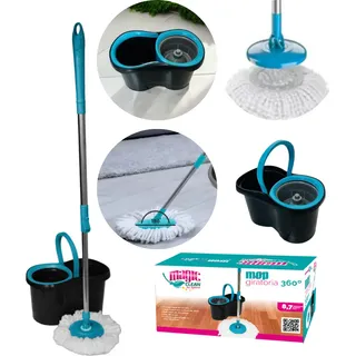 Magic Clean Mop Giratório 360 Magic Clean Azul Turquesa com Balde Centrífuga