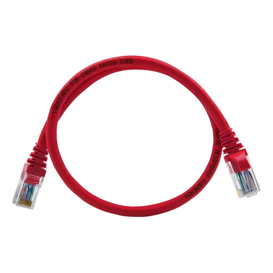 Kit 11 Un. Cabo Patch Cord Cat5e Rj45 - 50 Cm Vermelho