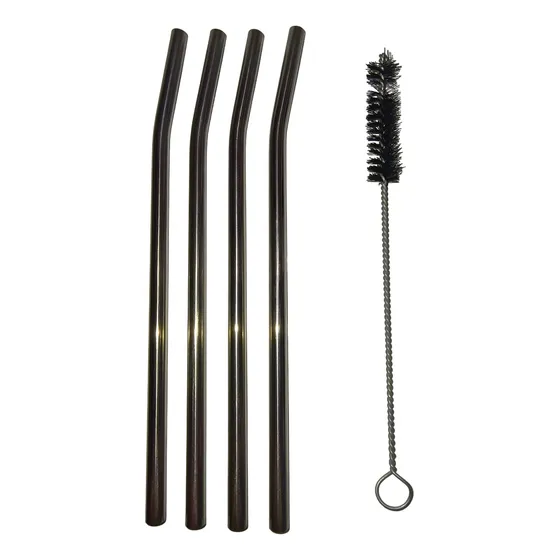 Set 4 Sorbetes Pajita Acero Inoxidable Reutilizable Metalico