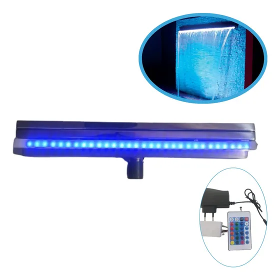 Cascata De Inox Para Piscina 1 Metro De Embutir Com Led Rgb