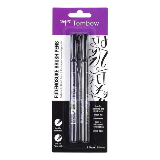 Marcador Para Lettering Tombow Fudenosuke Set De 2 (negro)