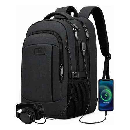 Mochila Para Laptop Hombre Impermeable Reforzada Antirrobo 15.6 Pulgadas USB Viaje Escolar Grande Capacidad 35L Negro