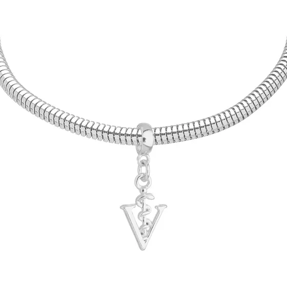 Pulseira Berloque Veterinária Banhada A Prata 925 Premium Cor Prateado Diâmetro 21 cm
