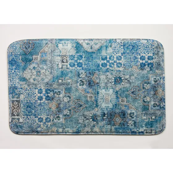 Tapete Baño Espuma Viscoelastica Color Azul Fpb4416
