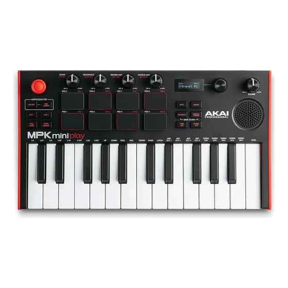 Akai Mpk Mini Play Mk3 Midi Controller 25 Teclas C/ Som Preto