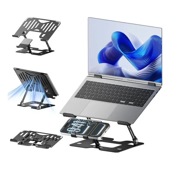 Suporte de Mesa Ajustável para Notebook de 17" e Tablet com Suporte para Celular, Basike