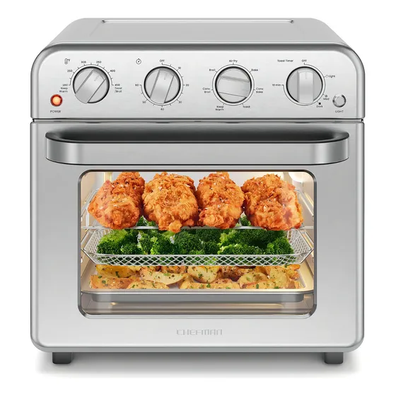 Chefman Horno Tostador Freidora De Aire, 7 En 1 De 18lts Color Plateado