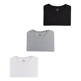 Kit 3 Camisetas Femininas Branco/preto/cinza Hering AlgodĂŁo Kit 3 Camisetas Femininas Branco/preto/cinza Hering AlgodĂŁo