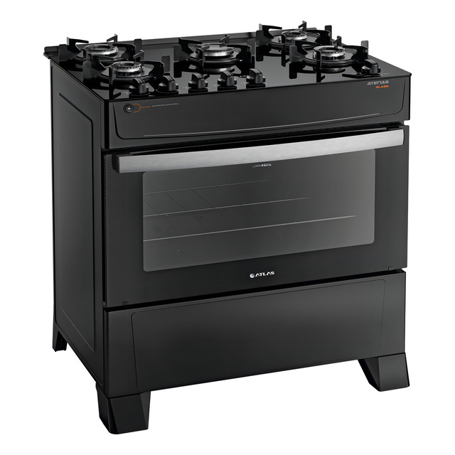 Fogão 5 Bocas Atlas Atenas Glass Preto A Gás Com Mesa De Vidro E Mega Chama Bivolt 127/220... Fogão 5 Bocas Atlas Atenas Glass Preto A Gás Com Mesa De Vidro E Mega Chama Bivolt 127/220...
