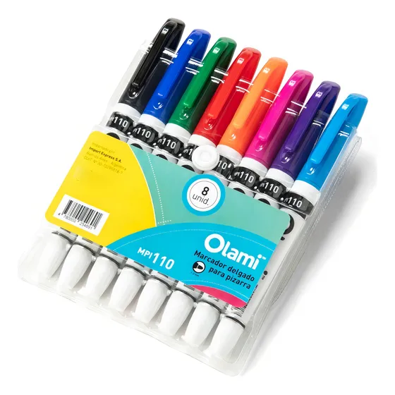 Marcadores Pizarra Delgados Colores Surtidos Olami X 8