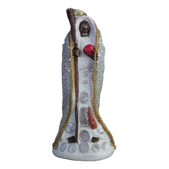Santa Muerte  Blanca Estatua En Yeso 30 Cms De Alto