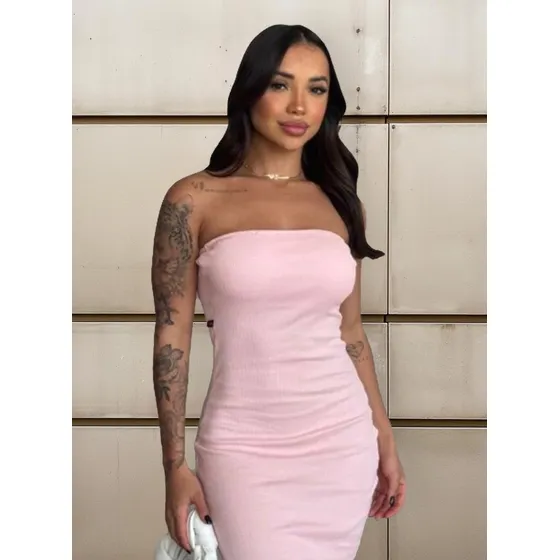 Vestido Midi Tomara Que Caia Canelado Elegância E Conforto