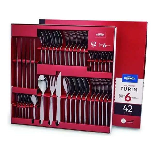Faqueiro Brinox Em Aço Inox Polido Turim 42 Pcs Serve 6 Pessoas Faqueiro Brinox Em Aço Inox Polido Turim 42 Pcs Serve 6 Pessoas